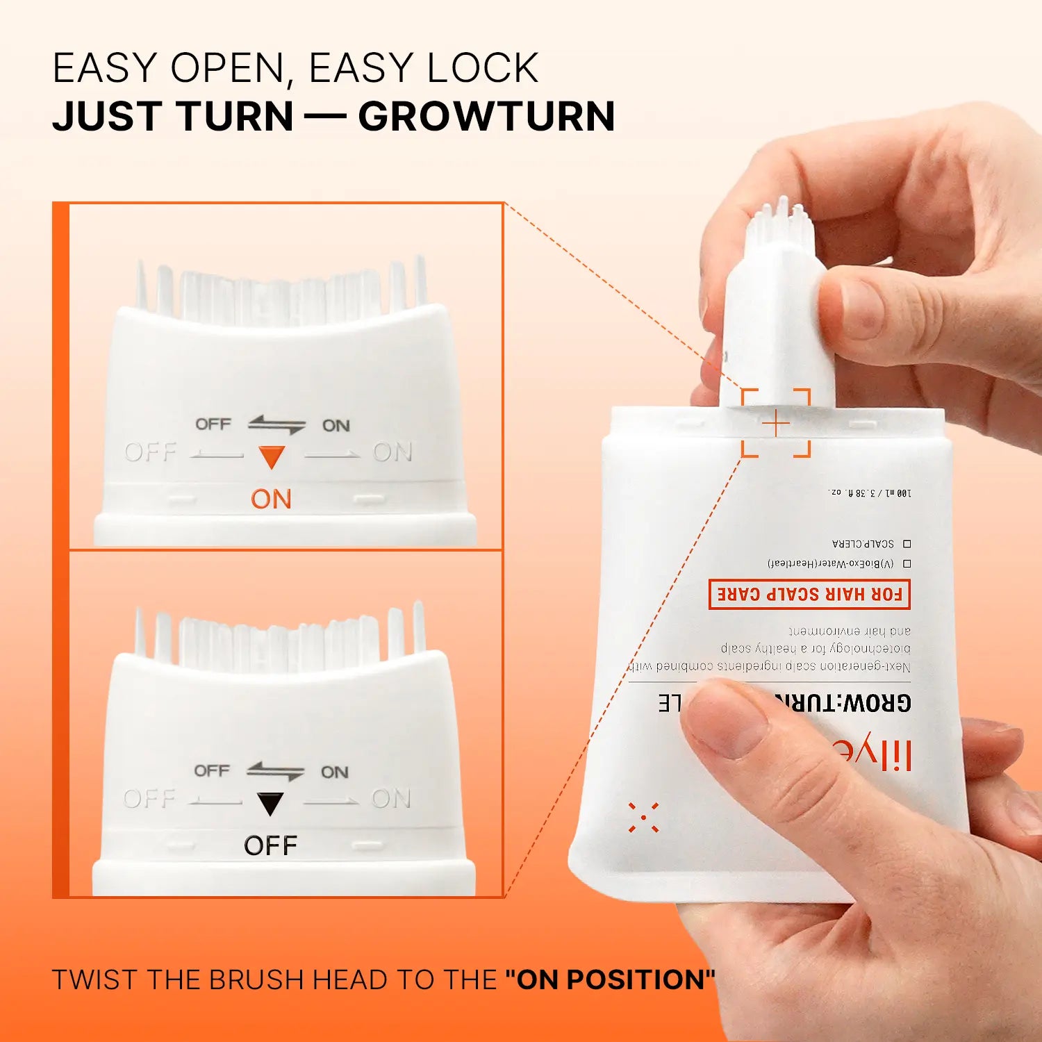 Lilyeve GROWTURN Hair Growth Serum with Built-In Brush | Exosome Scalp Serum for Hair Thickening & Strengthening, Korean Hair Care | 3.38 Fl. Oz.